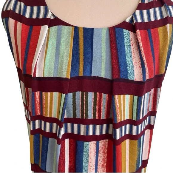 LAST CALL Anthropologie Maeve Shift Dress Size 0 Colorblock Library Pattern - Picture 6 of 13